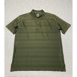 Ahead Extreme Mens Large Olive Green Striped Performance Golf Polo Shirt L